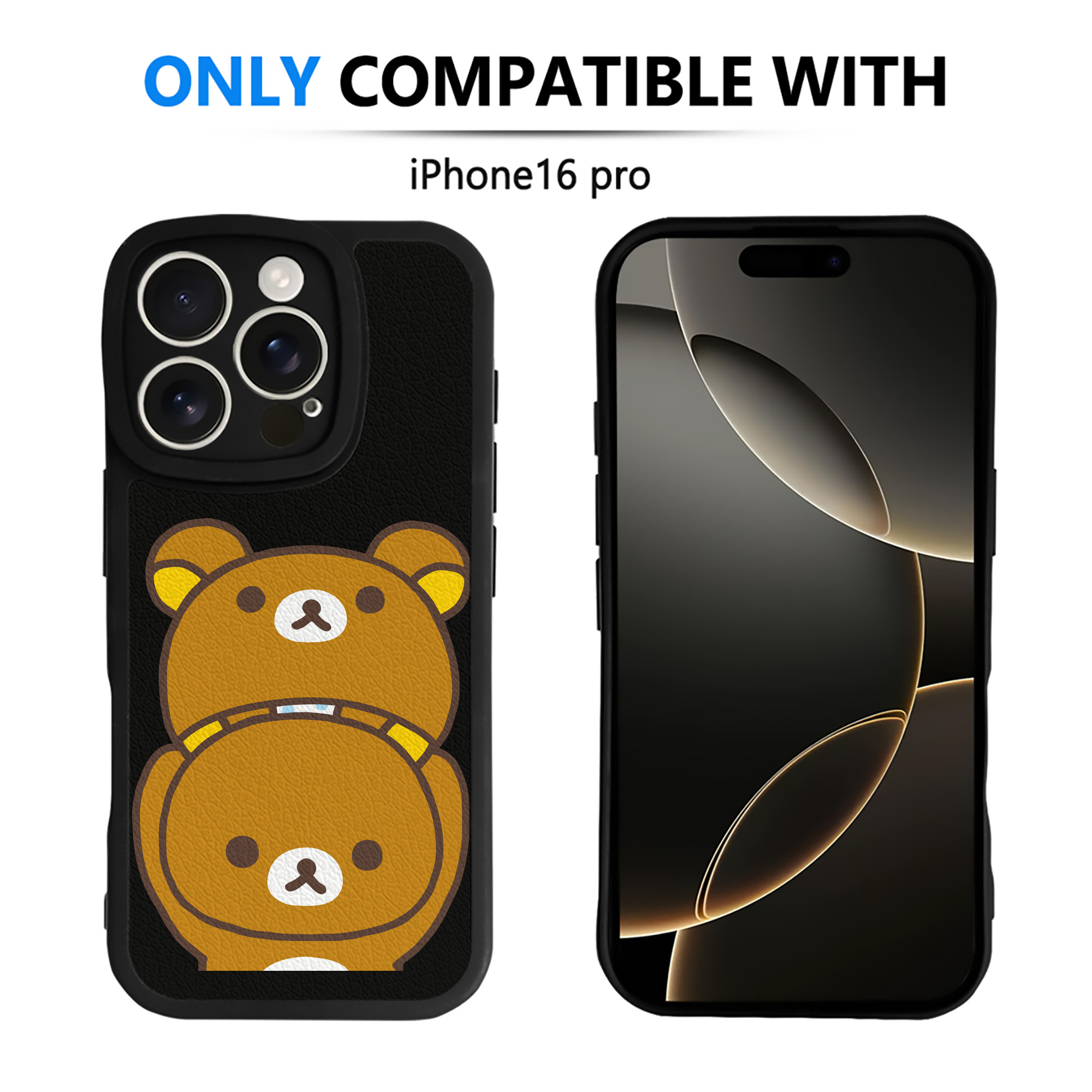 （画像用） リラックマ リラックマ キイロイトリ Rilakkuma Korilakkuma Kiiroitori 【iPhone 16シリーズ対応】シリコンスマホケース（レザー調） 材質：シリコン